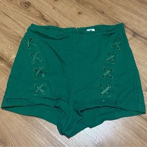 Green Lace Up Shorts